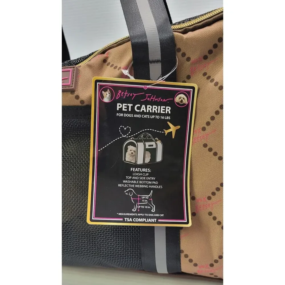 *Z) Betsey Johnson Pet Carrier Bag Chocolate TSA Compliant Up to 16lbs Dog Cat